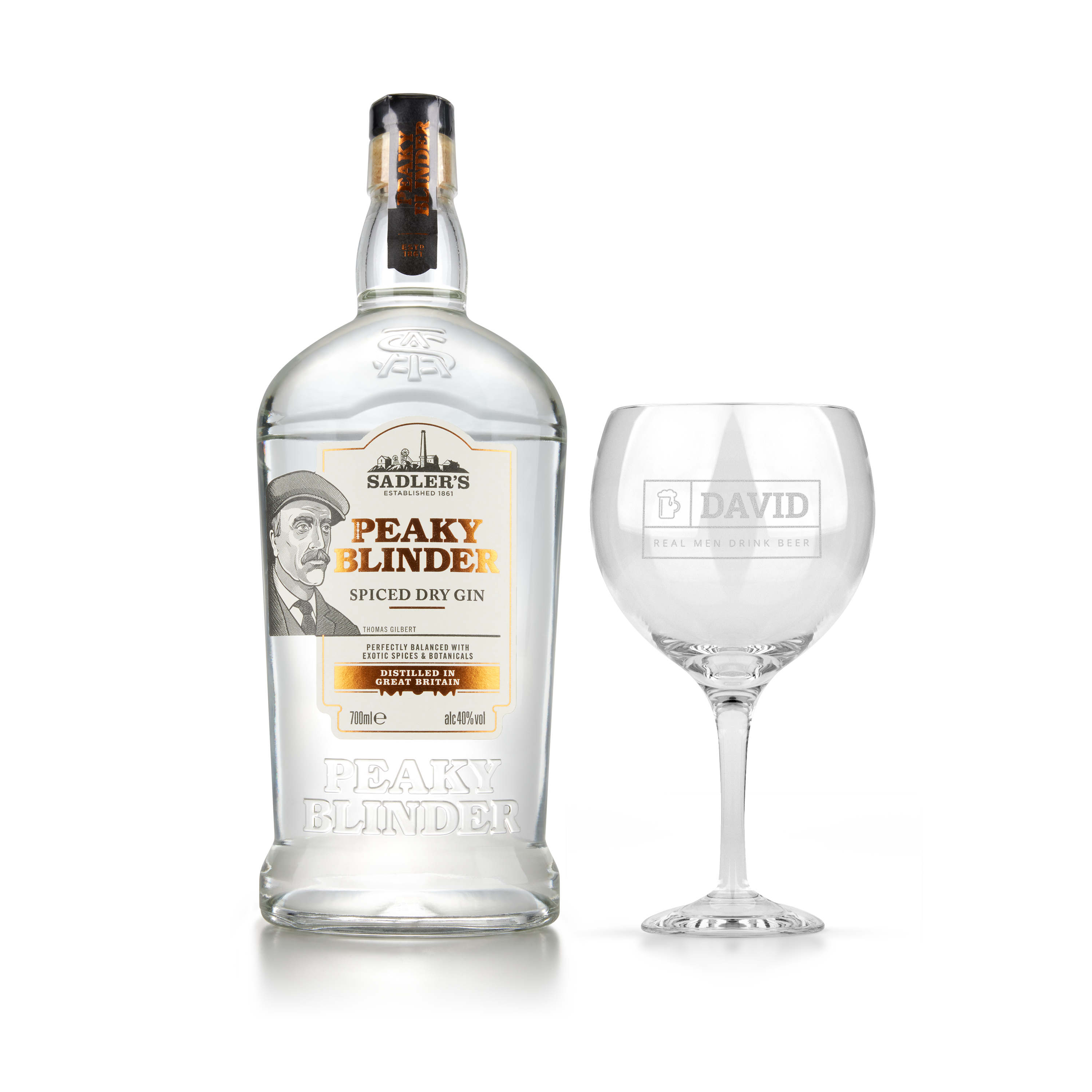 Peaky Blinders gin set - with engraved glass