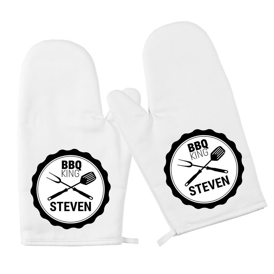 Personalised Oven Gloves - 2 pcs - White