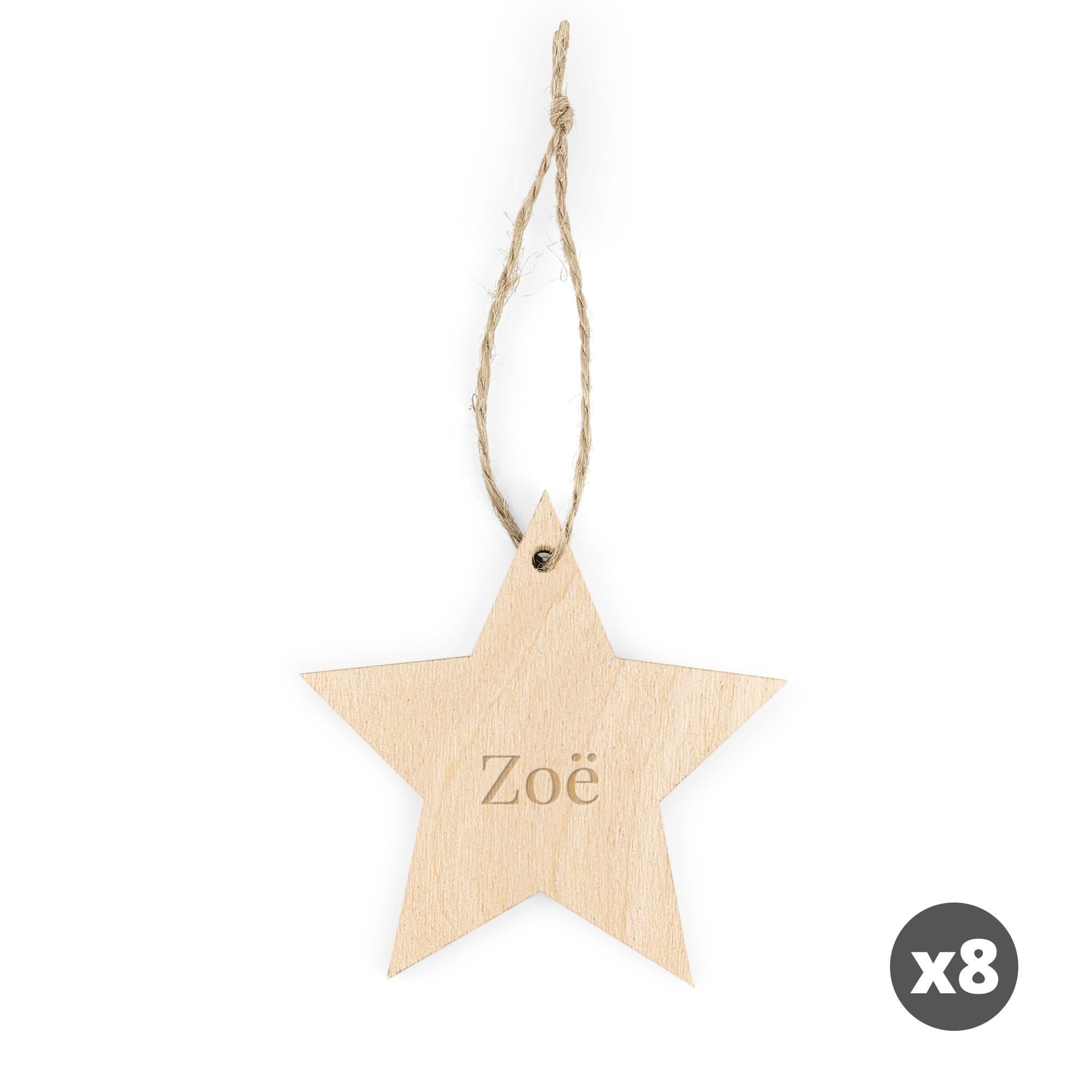 Houten kersthanger met naam