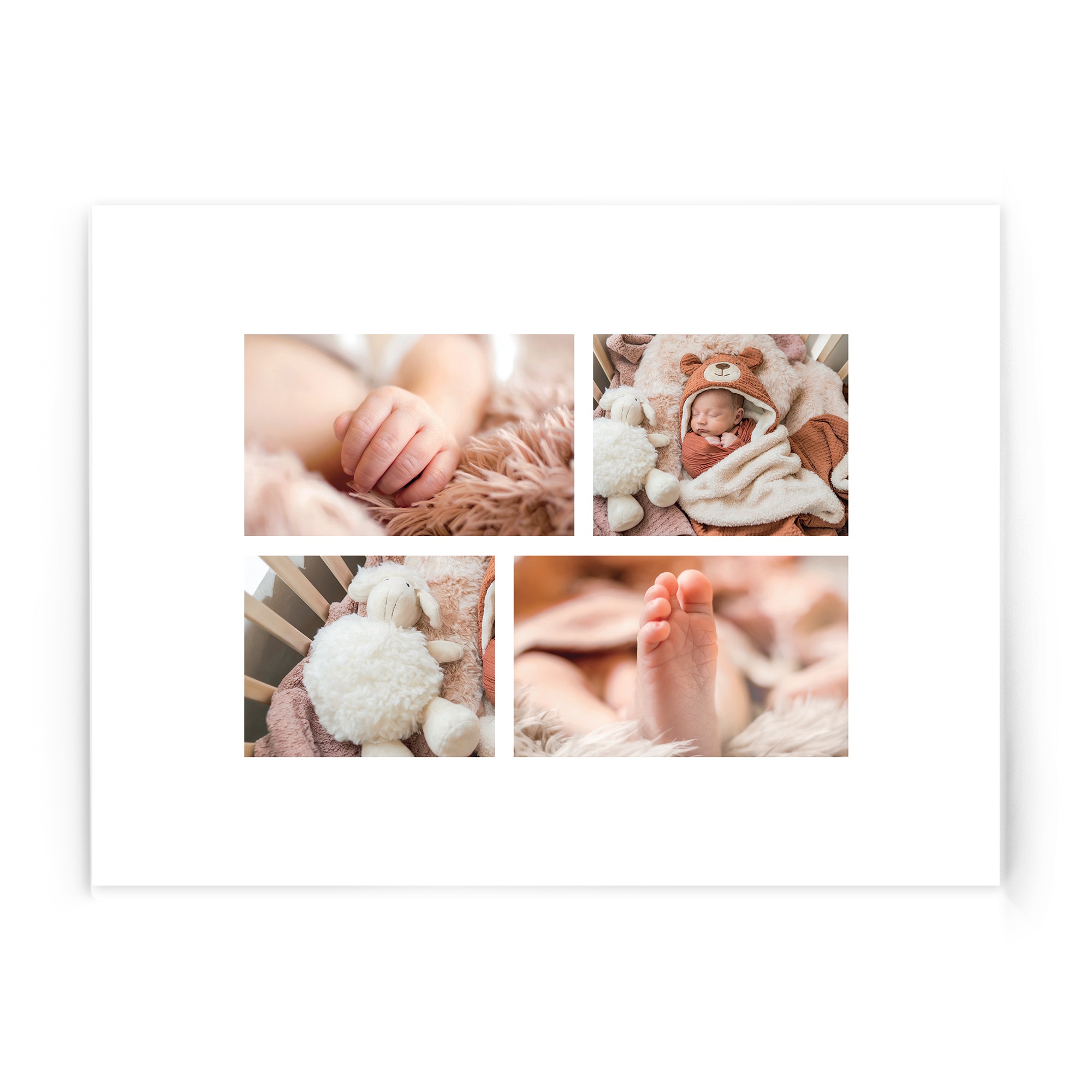 Föreviga ditt favoritkort på plexiglas med ett personligt collage av fyra babybilder.