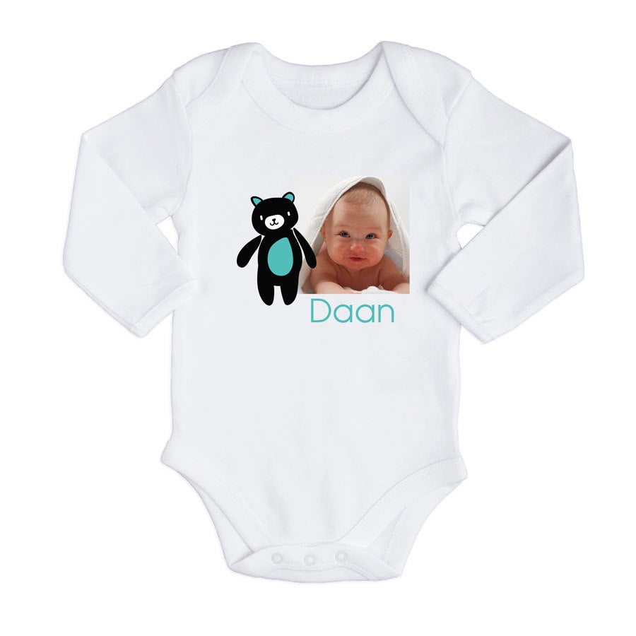 Romper bedrukken - Lange mouw - Wit - 62/68