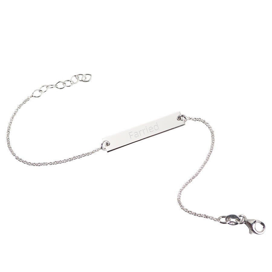 Personalised bar bracelet - Silver - Engraved