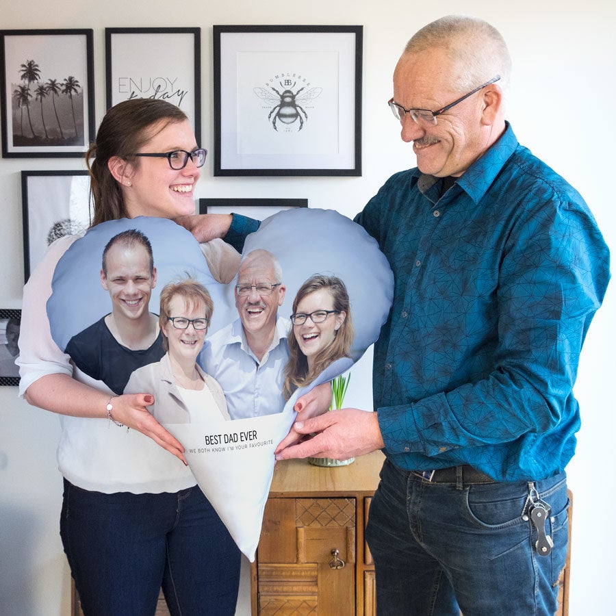 Vatertagsgeschenk Herzkissen beidseitig - Samtkissen - 80x80