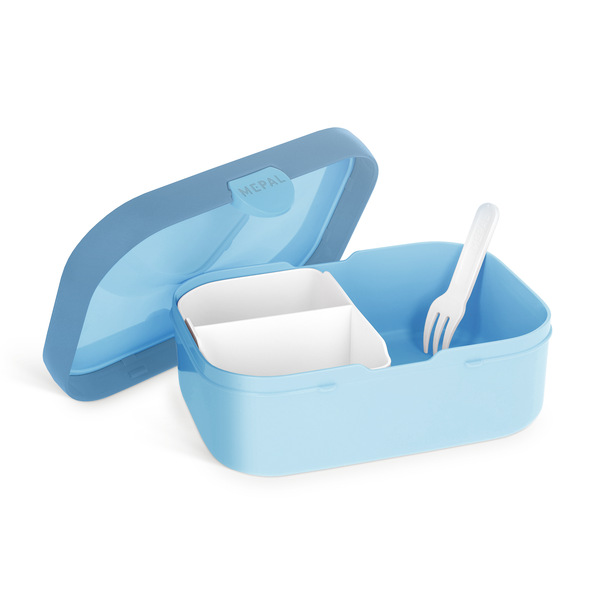 Boîte à lunch Mepal bleue avec plateau bento et fourchette pour personnaliser leur nom et rendre lheure du goûter spéciale