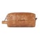 Personalised leather toiletry bag - Brown - Engraved
