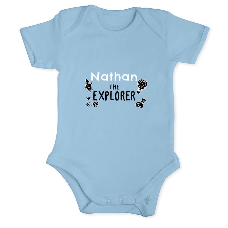 Baby onesie - kort erme - Baby blå - 50/56