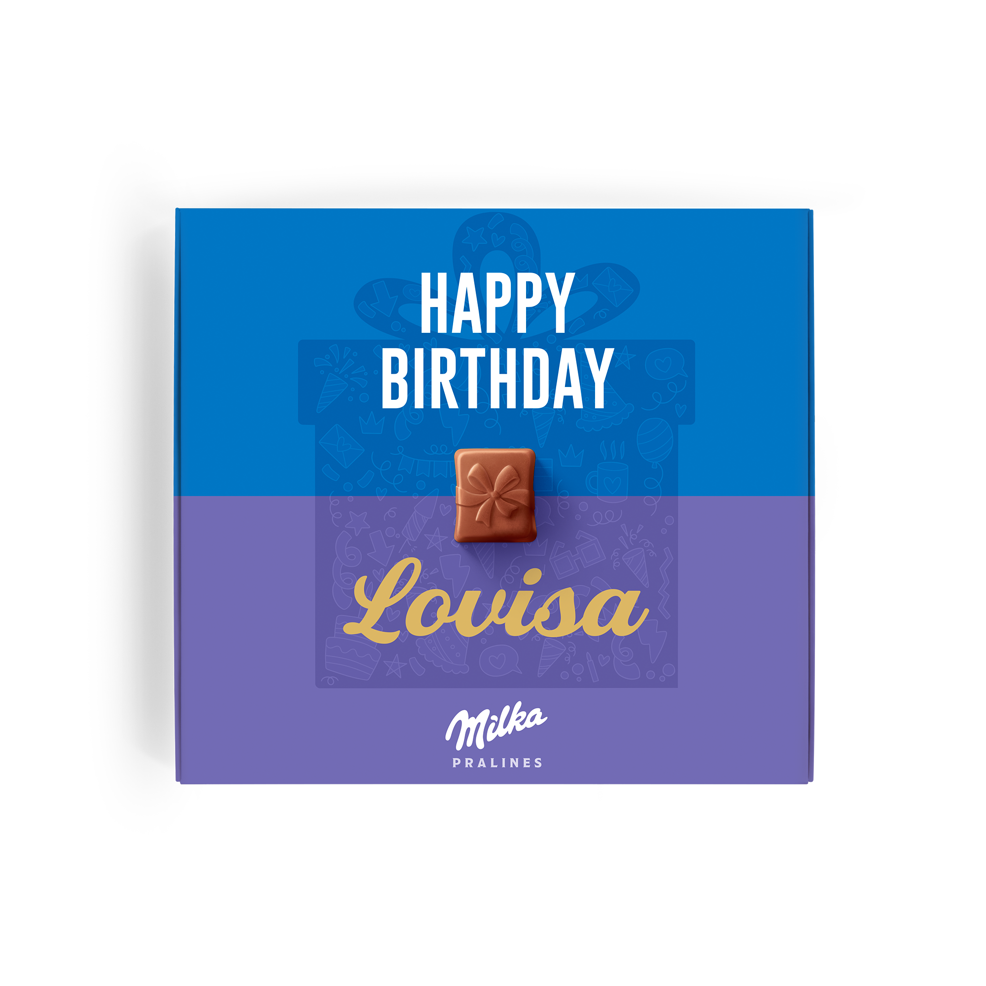 Personlig presentförpackning med Happy Birthday-choklad från Milka