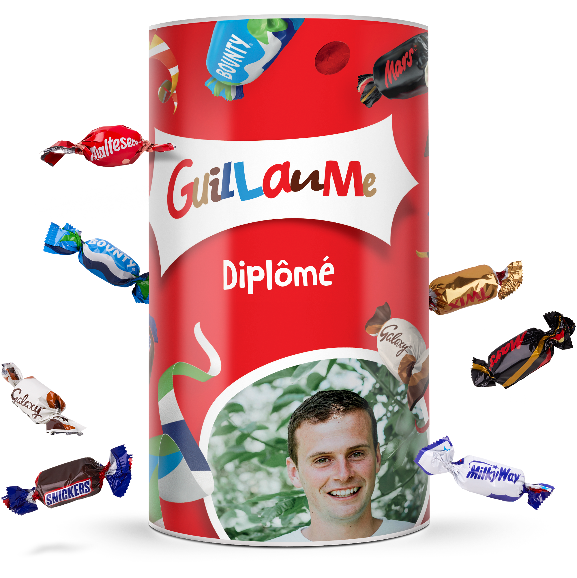 Assortiment de chocolats Celebrations tube personnalisé avec photo, nom 