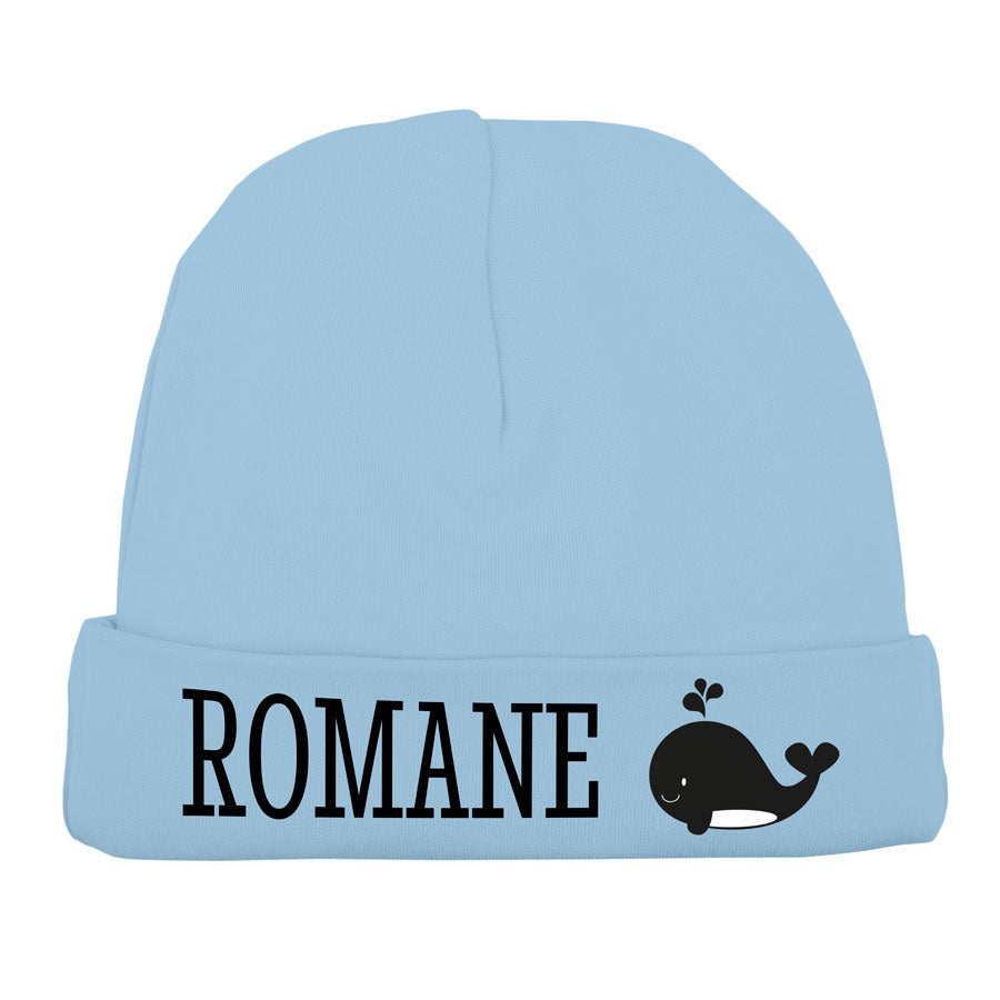 Bonnet naissance personnalisé - Bleu clair