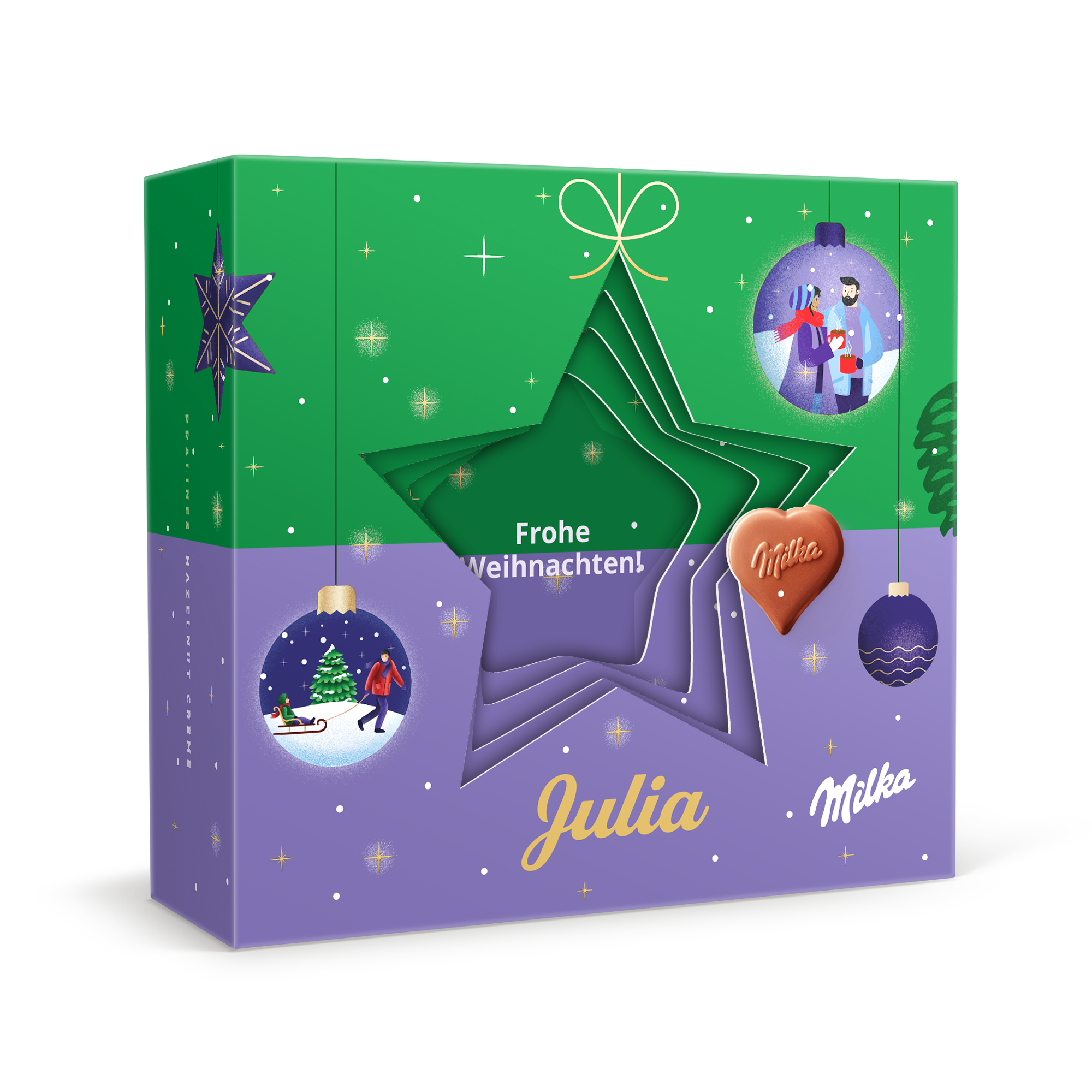 Milka herzen in personalisierter 3D-Geschenkbox - Weihnachten