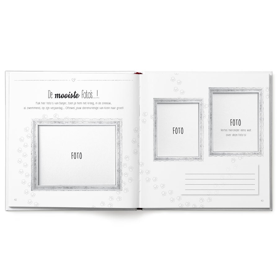 Boek "Lief huisdier, omdat ik je zo mis" met naam
