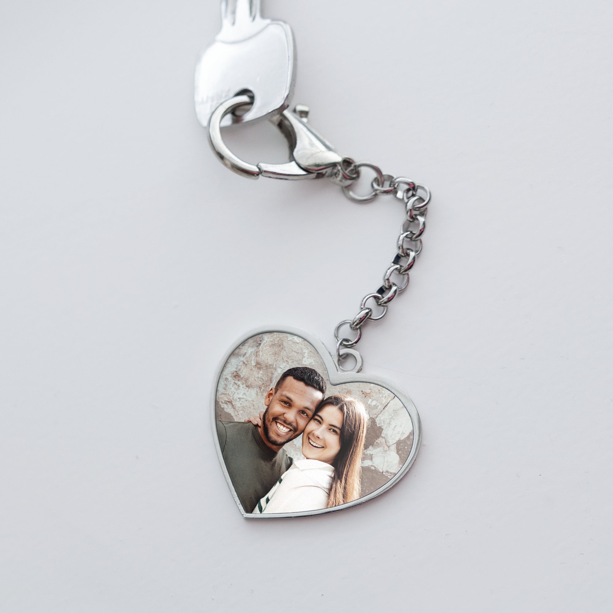 Personalised key ring - Heart - Double-sided - Stainless steel