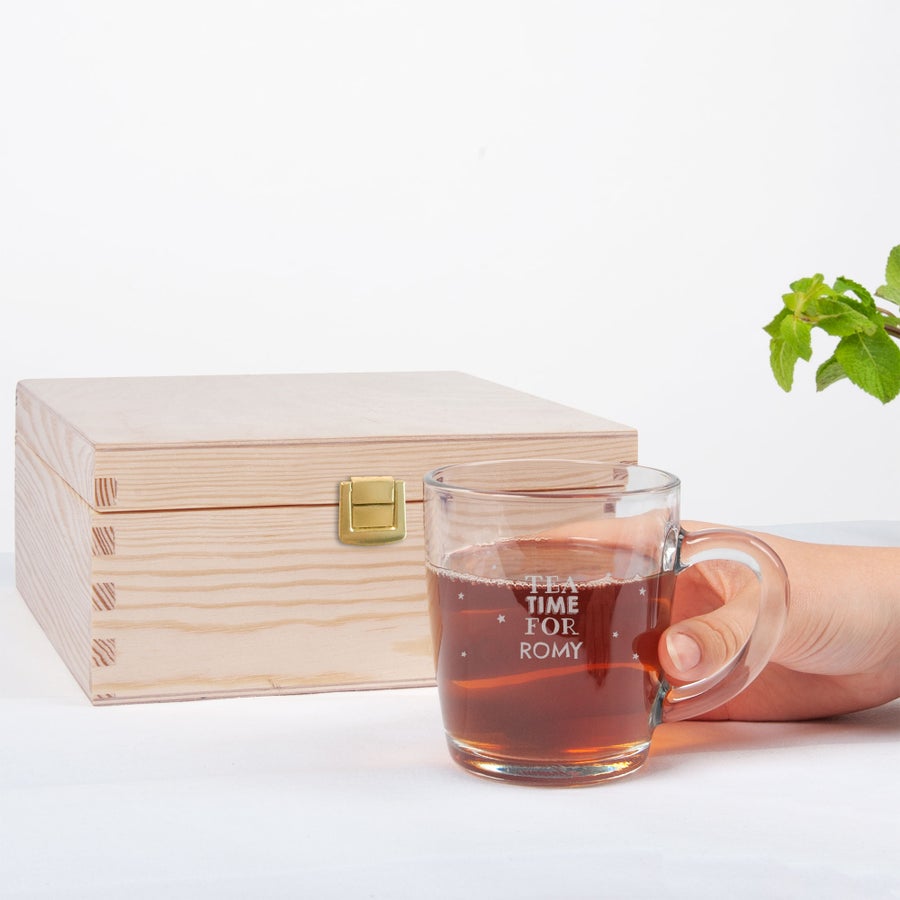 Personalised wooden tea box