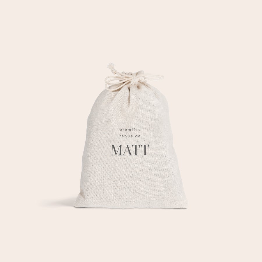 Sac cadeau à cordon Sac à cordon en coton personnalisable avec le texte imprimé première tenue de Matt pour Rendez Pâques spécial
