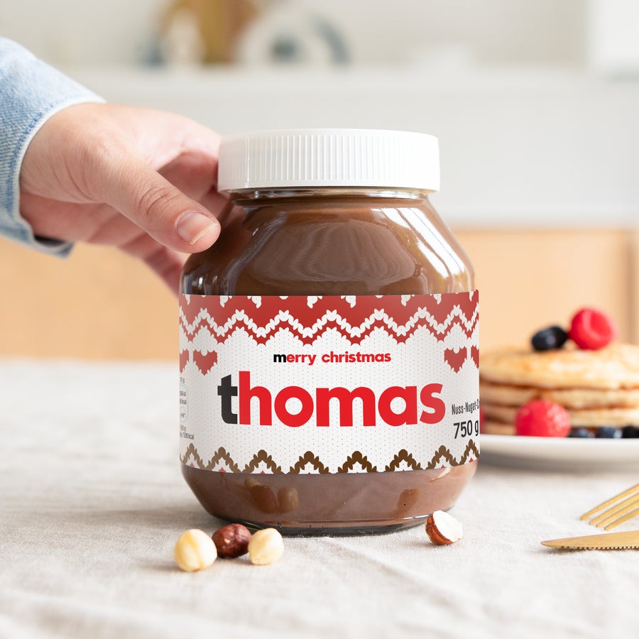 Personalisiertes nutella®-Glas Personalisiertes nutella Glas 750 Gramm mit Thomas Winter Design bedruckt
