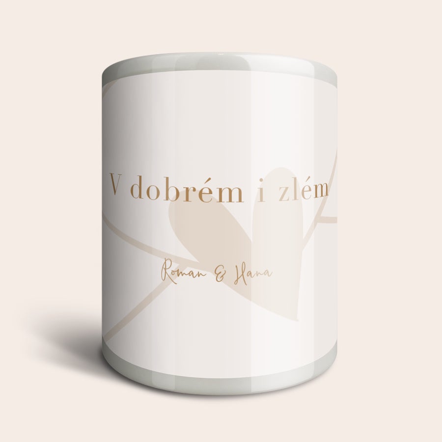Personalizovaná pokladnička Personalizovaná pokladnička s nápisem V dobrém i zlém a jmény Roman & Hana, vytištěná na keramice.