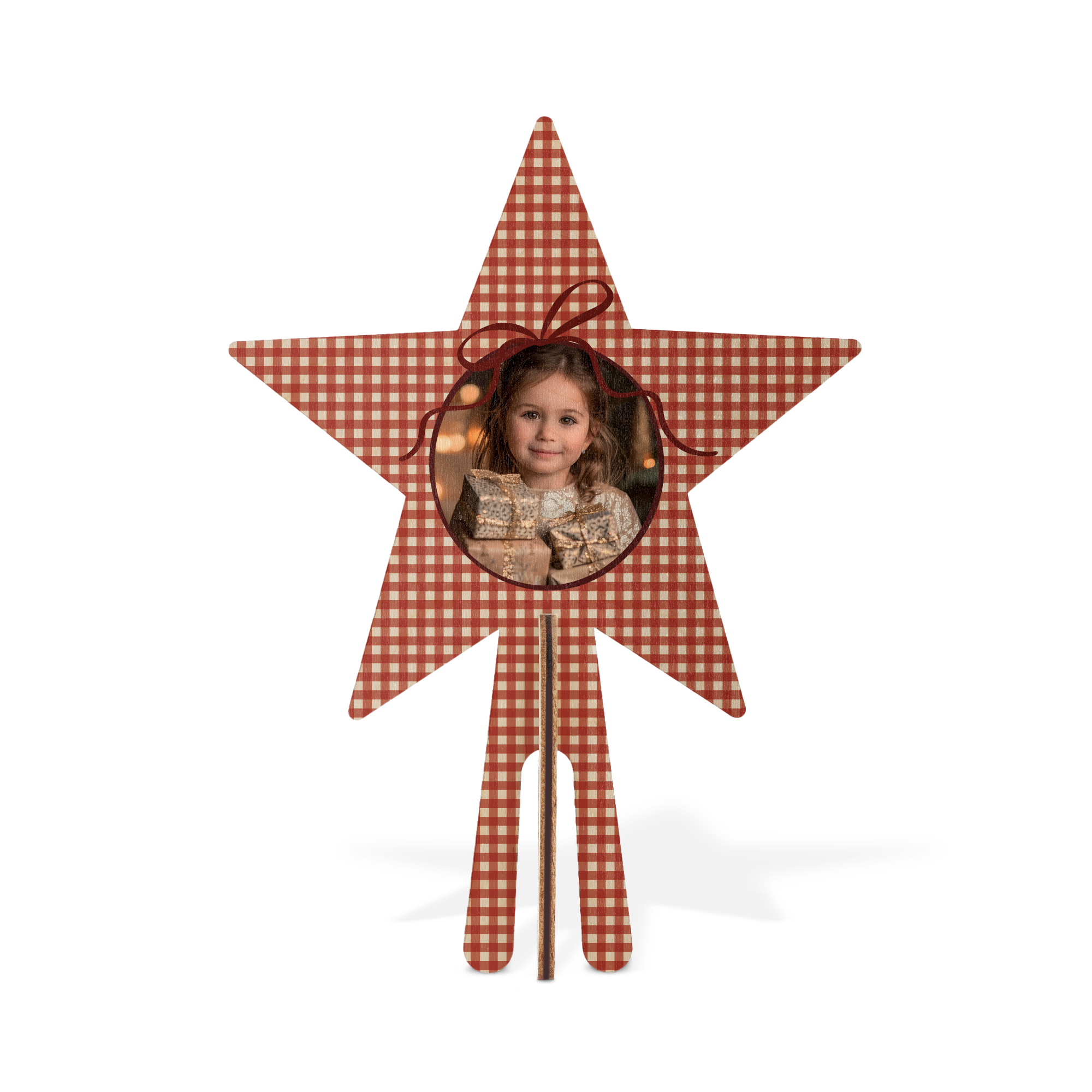 Árvore de Natal artificial com topo de estrela de madeira personalizado