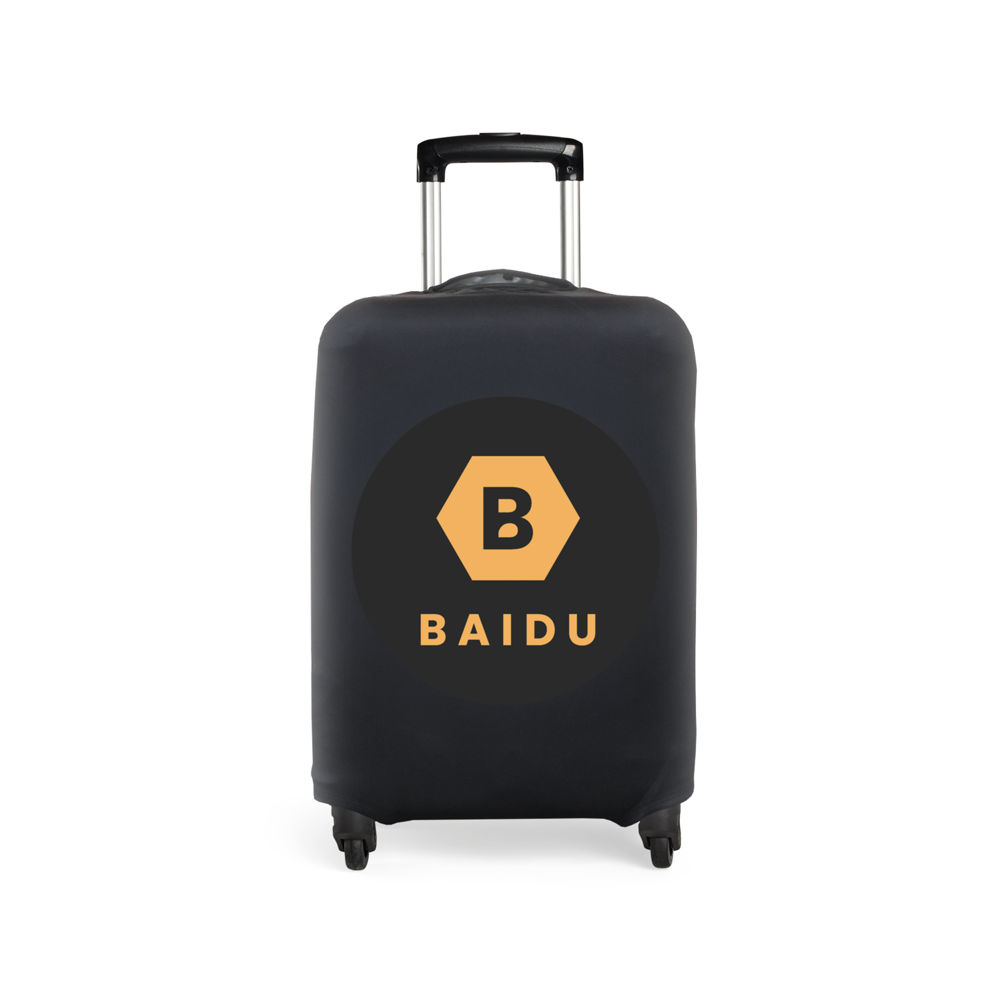 Elastische Schutzhülle für Koffer, bedruckt mit schwarzem Baidu-Logo, um Gepäck eine persönliche Note zu geben