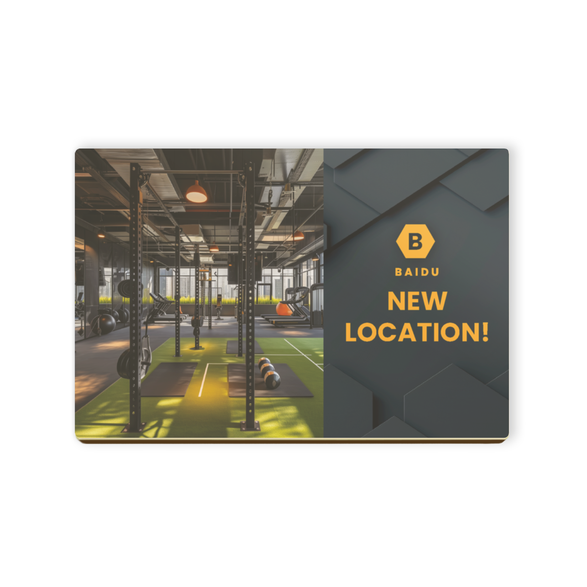 Carta de chocolate personalizada com foto de academia e texto impresso "BAIDU NEW LOCATION!"