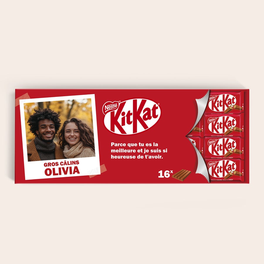 KitKat Classique XL Personnalisé Paquet de chocolat KitKat XL personnalisé avec photo et texte pour une ÉNORME surprise.