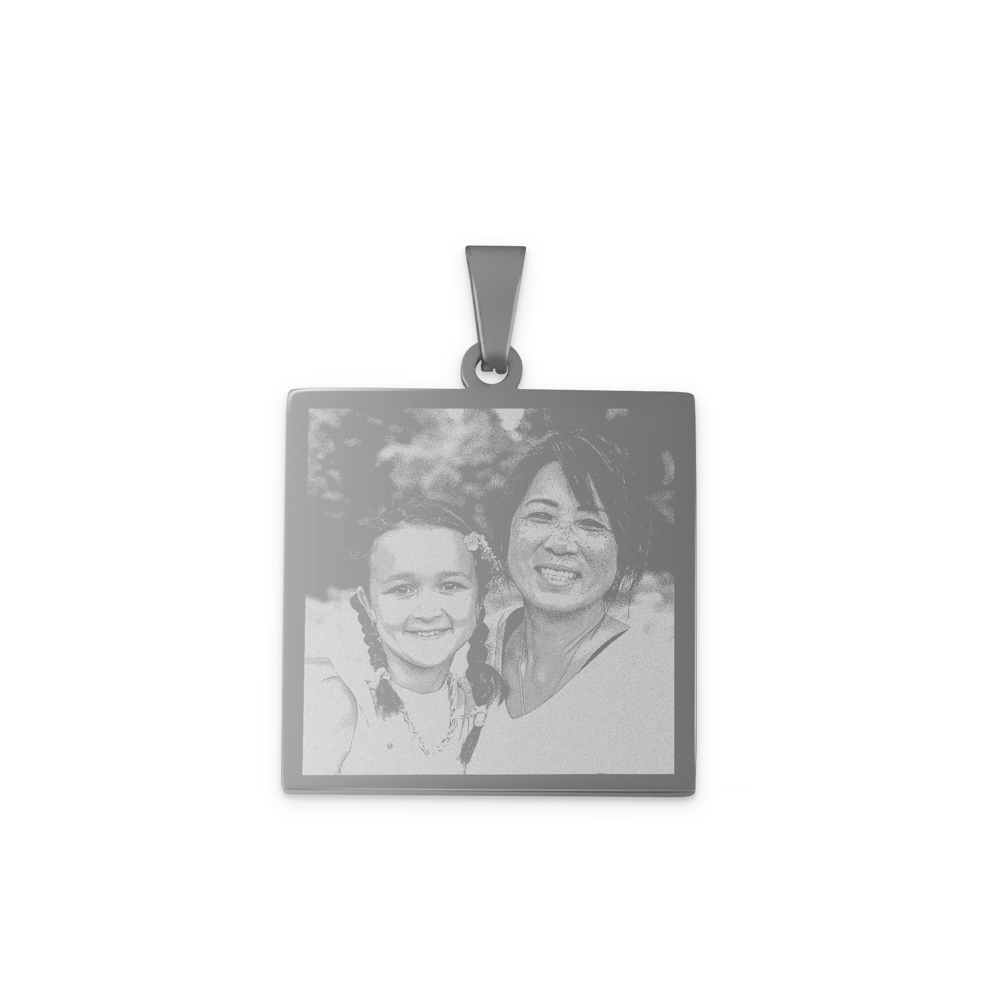 Personalisierte Foto-Halskette - Quadrat - Silber