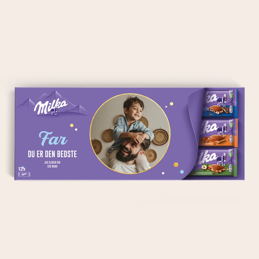 Personlig Mega Milka med navn og billede Personlig Mega Milka med navn og billede