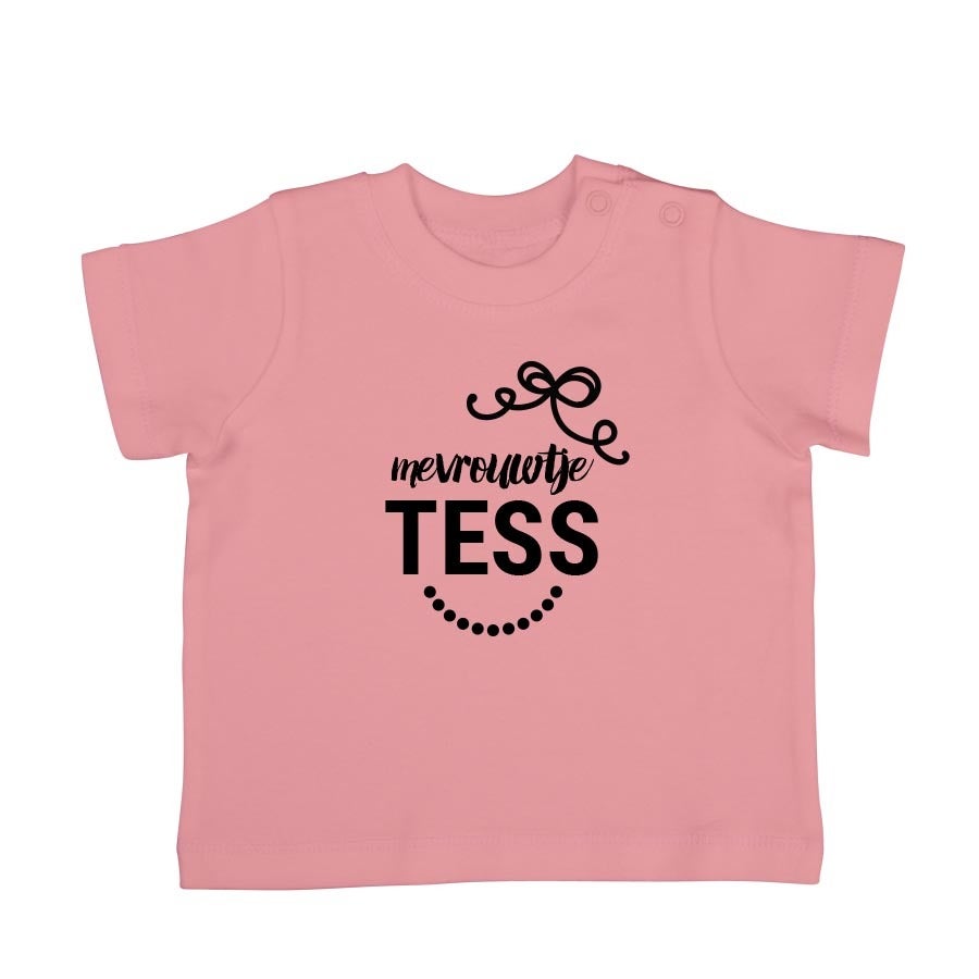 Baby shirt bedrukken - Korte mouw - Babyroze - 62/68