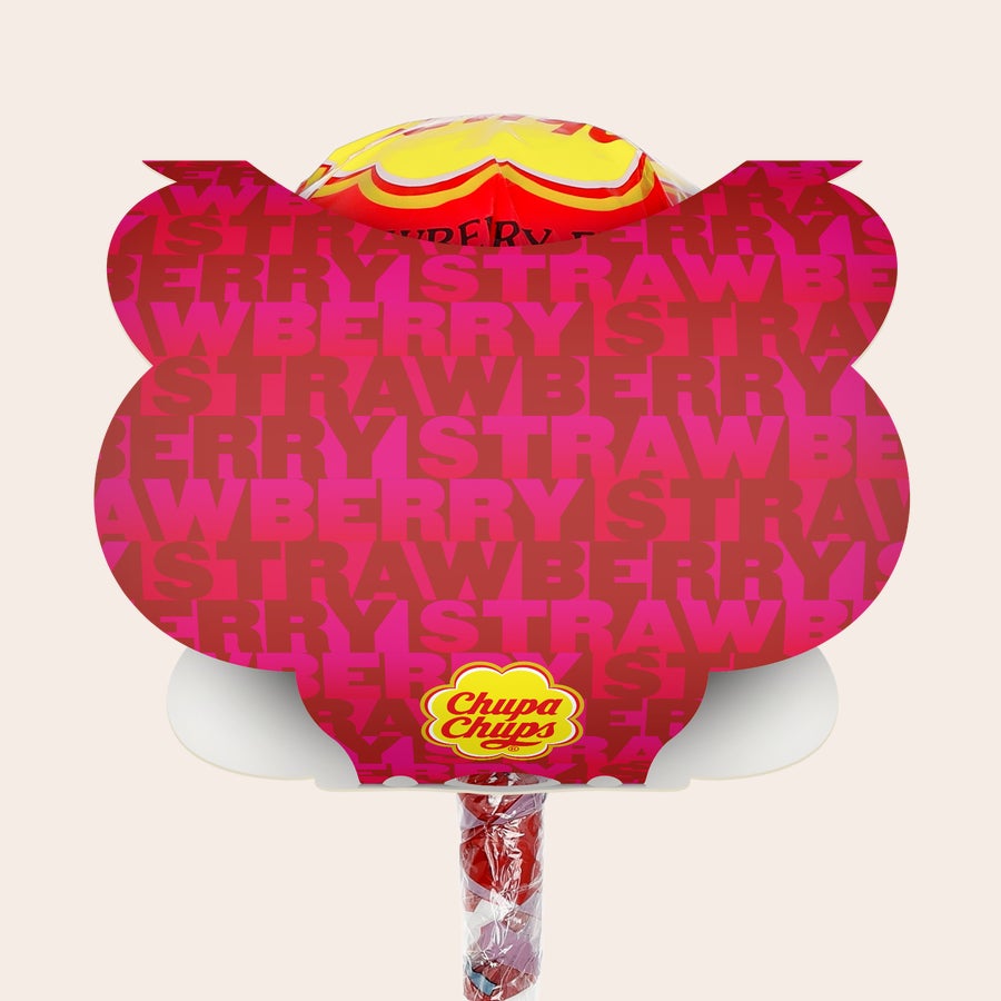 Mega Chupa Chups - personalised Mega Chupa Chups - personalised - Strawberry - 20 lollys giant lollipop gift with custom sleeve