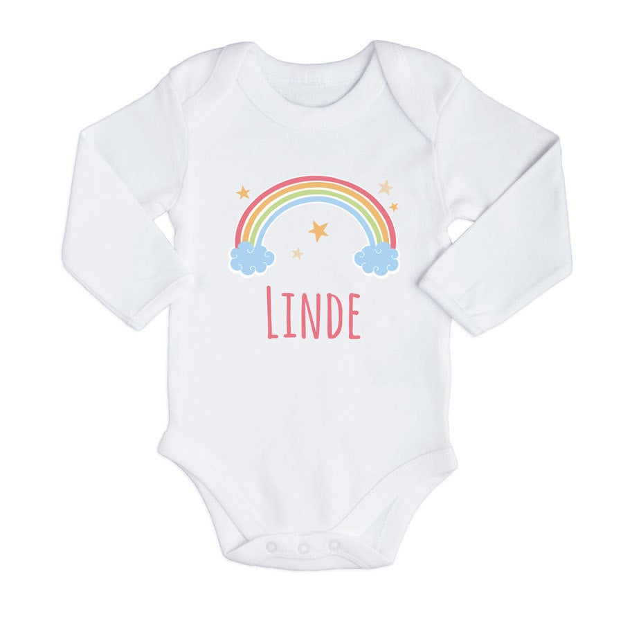 Romper bedrukken - Lange mouw - Wit - 62/68