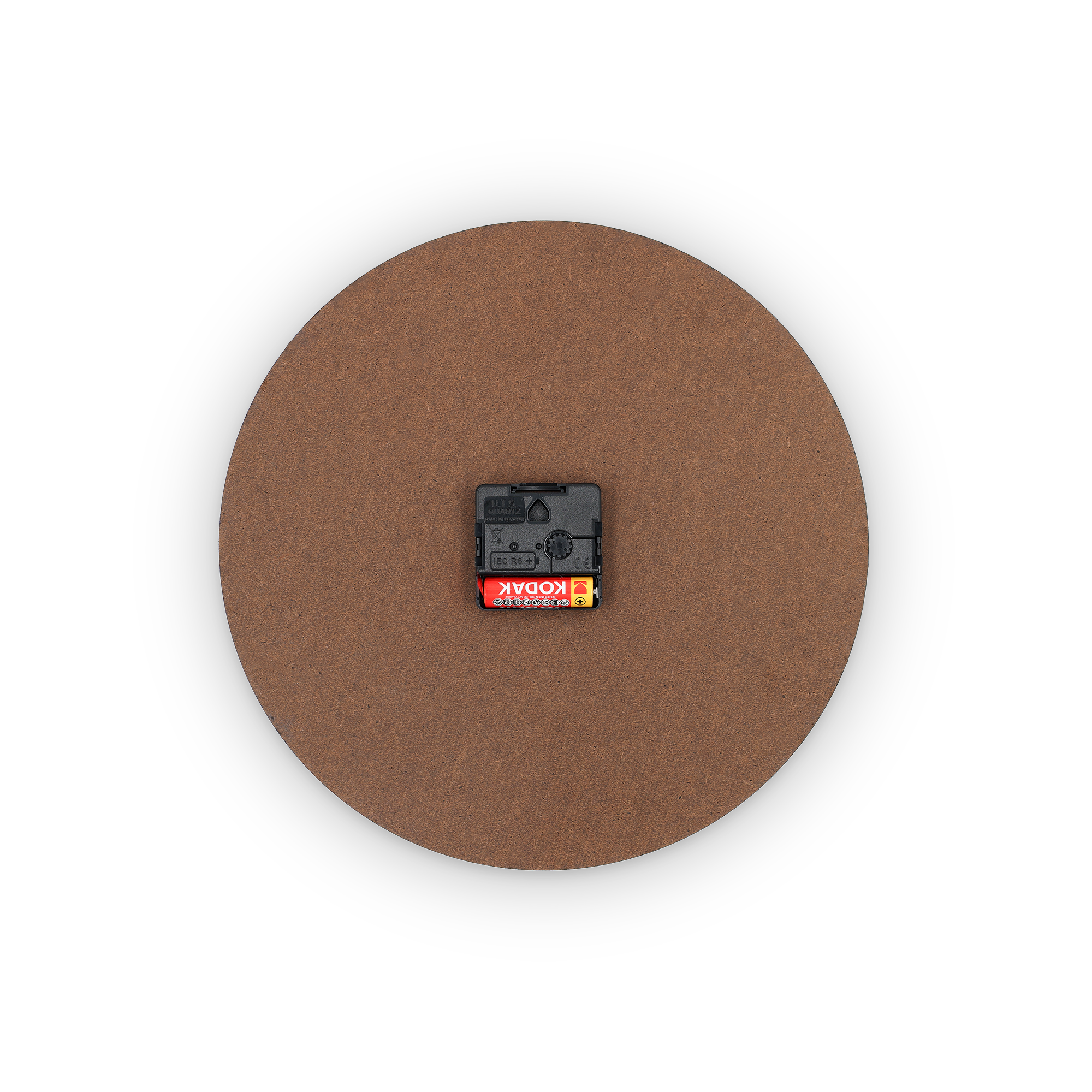 Rückseite der personalisierbaren Uhr mit Batteriefach und eingelegter Kodak Batterie