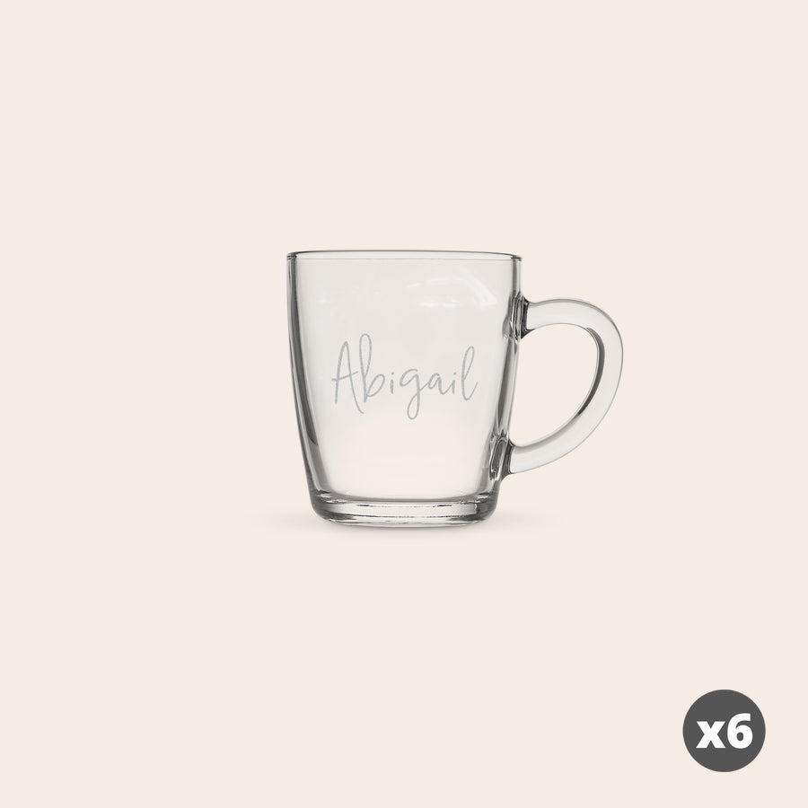 Tazza da tè - Vetro Tazza in vetro personalizzata con il nome Abigail inciso, un regalo originale per sorprendere chi vuoi.