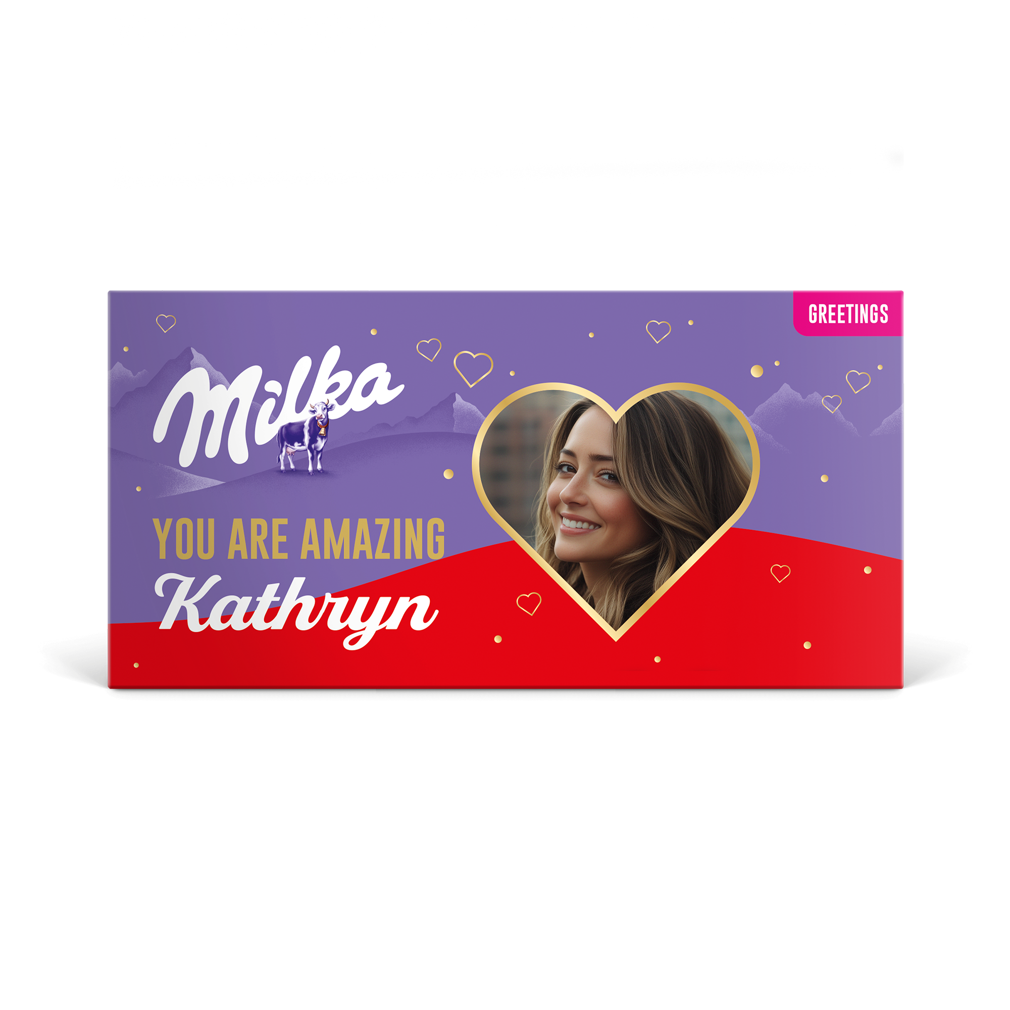 Felicitare personalizată cu ciocolată Milka