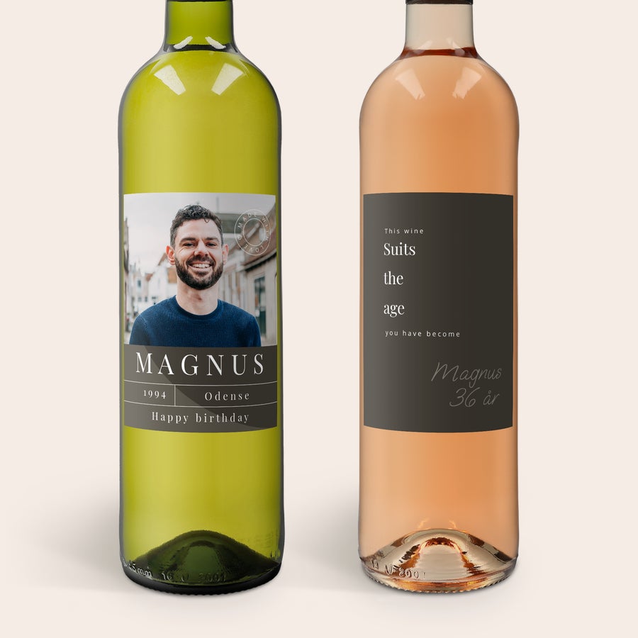 Vin gaveæaske med personlig etikette og trækasse - Maison de la Surprise (rød/hvid/rosé) Vin gaveæaske med personlig etikette og trækasse - Maison de la Surprise (rød/hvid/rosé)