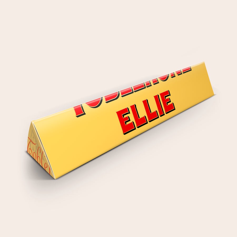 Czekolada Toblerone z imieniem Spersonalizowana czekolada Toblerone 200g z imieniem Ellie wydrukowanym na żółtym opakowaniu