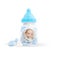 Heart-shaped sweets in baby bottle (blue) - set of 100