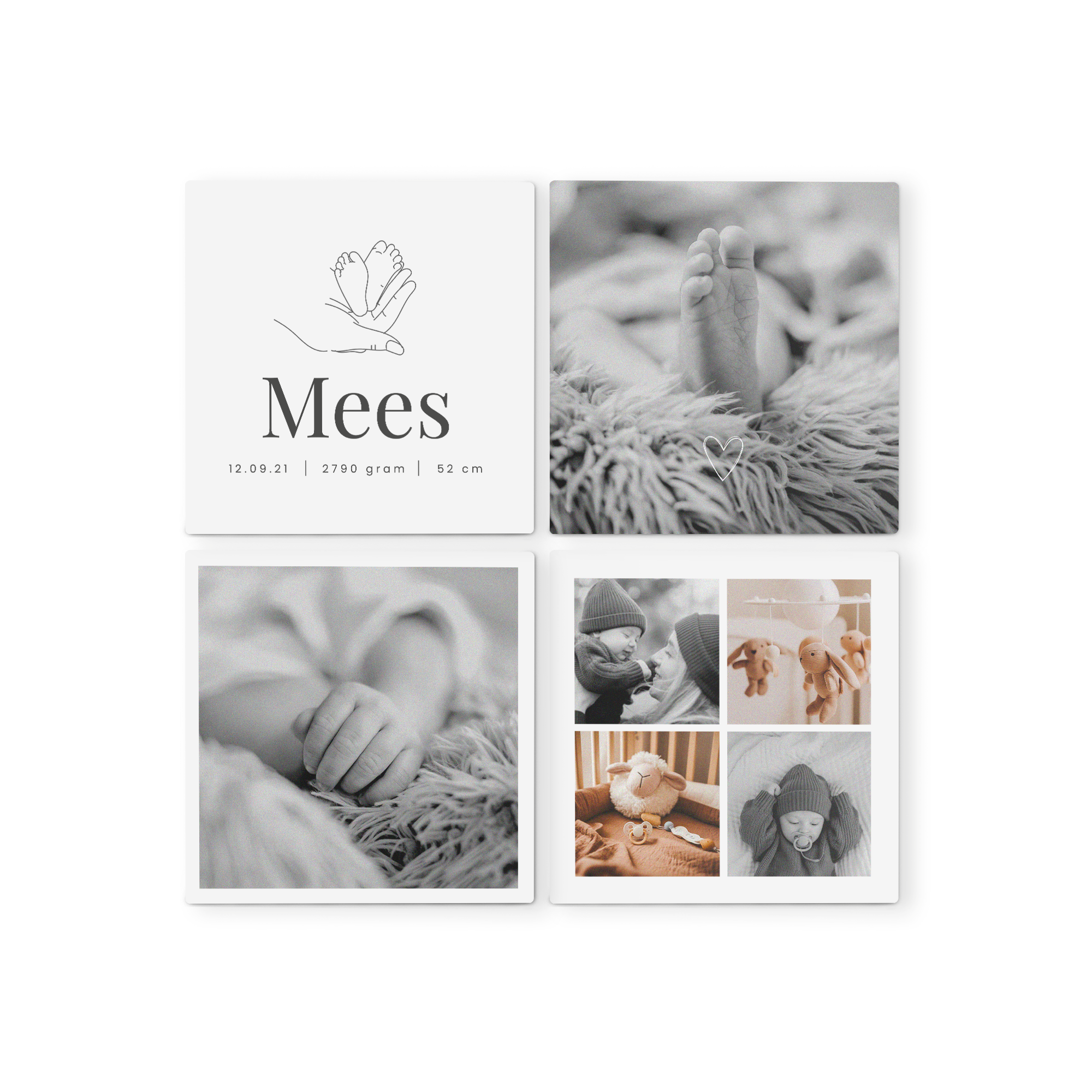 Panneaux d'art mural en bois personnalisés pour bébé, avec prénoms, dates et photos imprimés