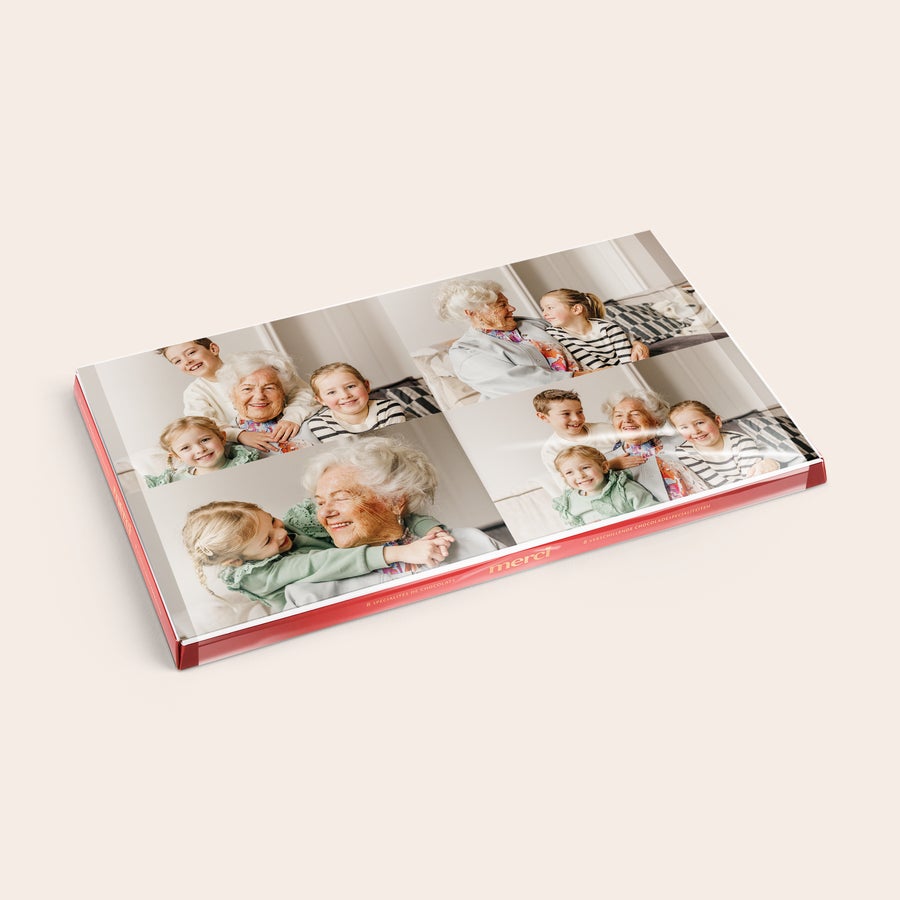 Personalisierte Merci Schokolade - Mit Grußkarte Merci Schokolade mit personalisierter Grußkarte - 400 Gramm mit eigenen Fotos und Text bedruckt