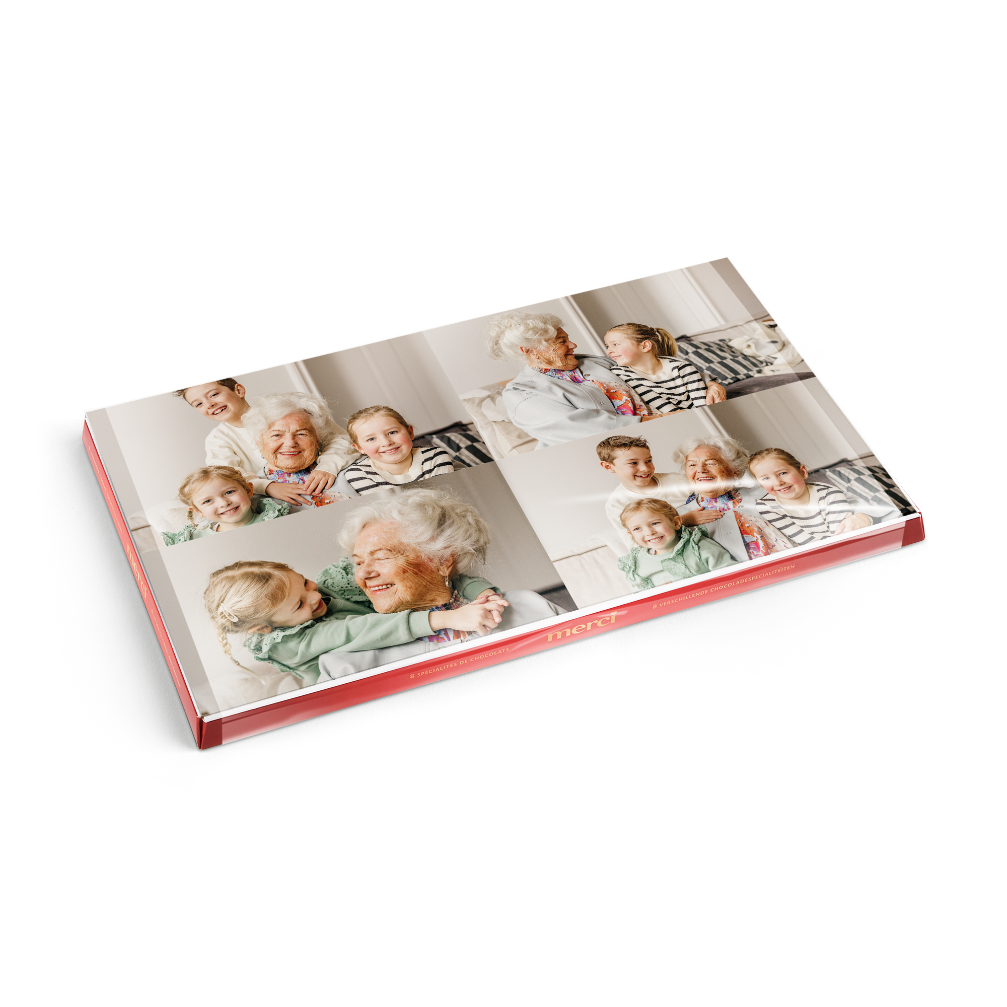 Merci Schokolade mit personalisierter Grußkarte - 400 Gramm mit eigenen Fotos und Text bedruckt