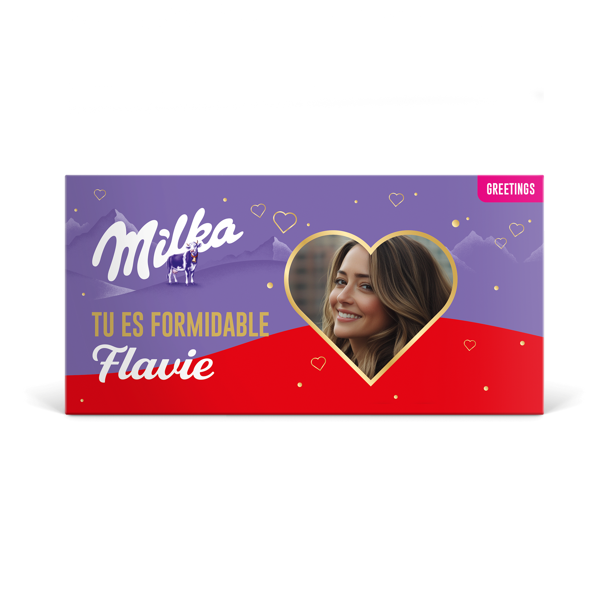Carte de vœux personnalisée au chocolat Milka