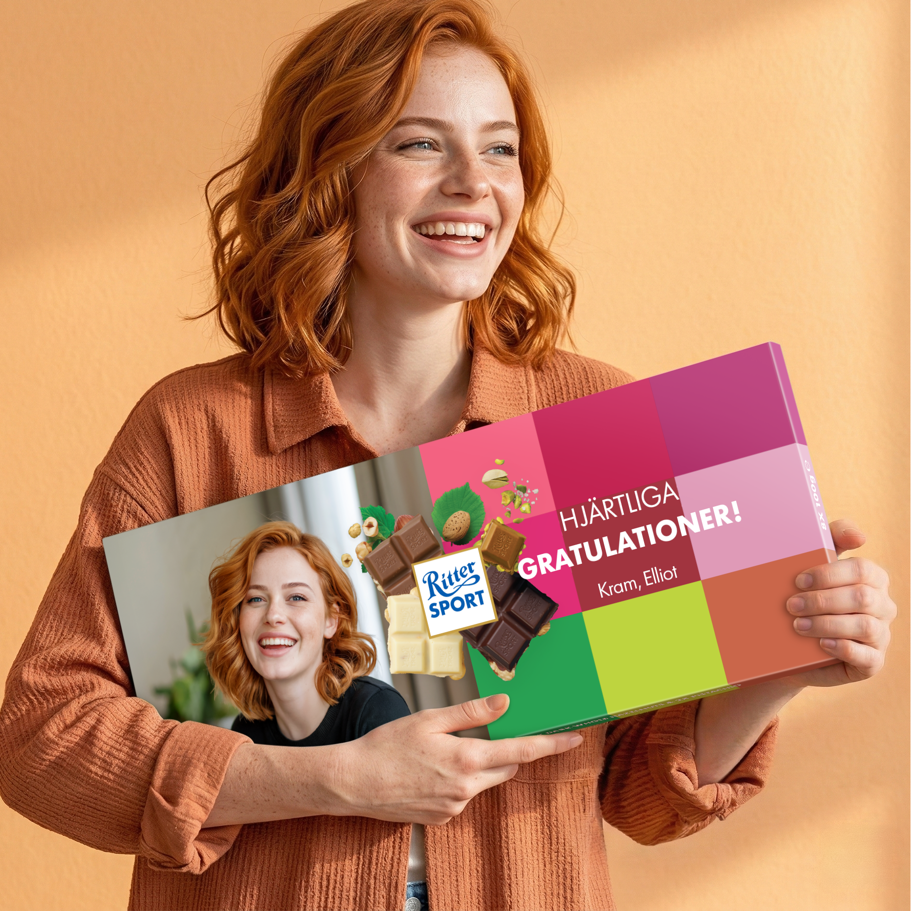Personaliserad Mega Ritter Sport chokladkaka