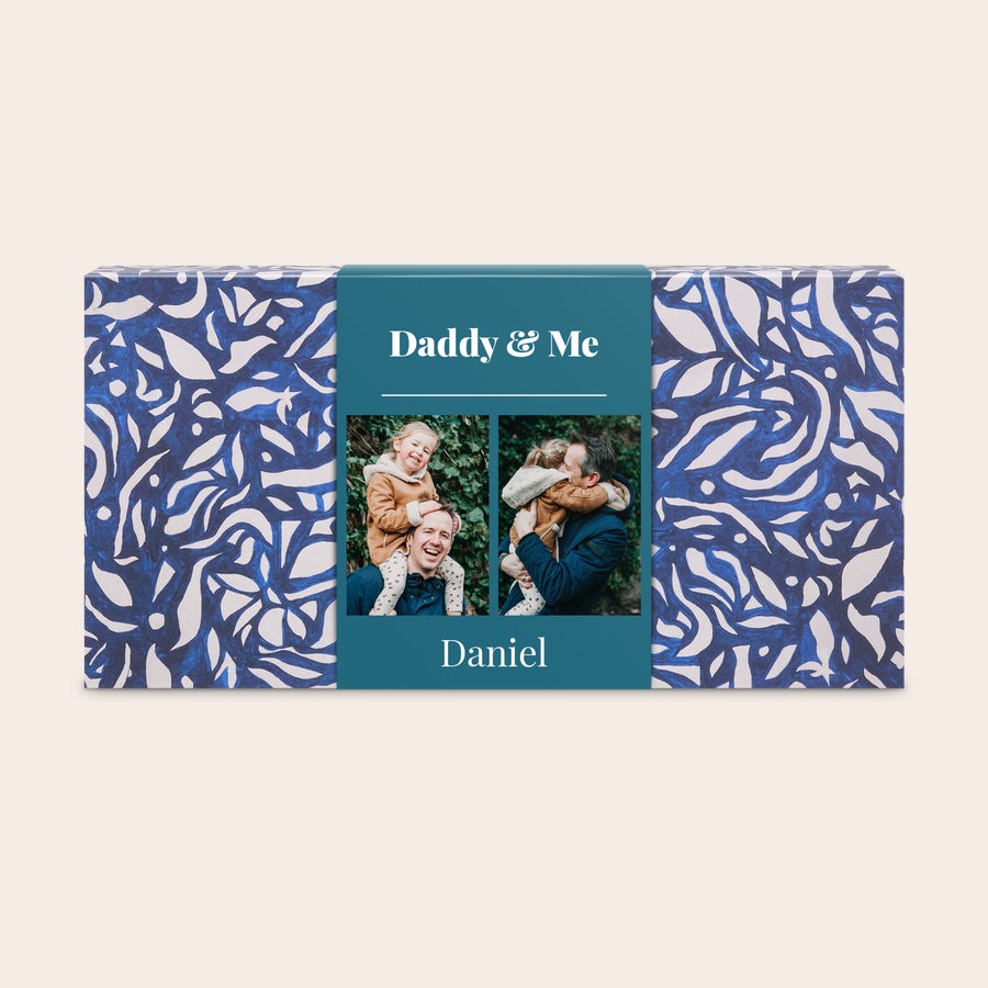 Wellness gift set - The Gift Label Personalized wellness gift set in a blue patterned box with a photo printed sleeve for home spa luxury