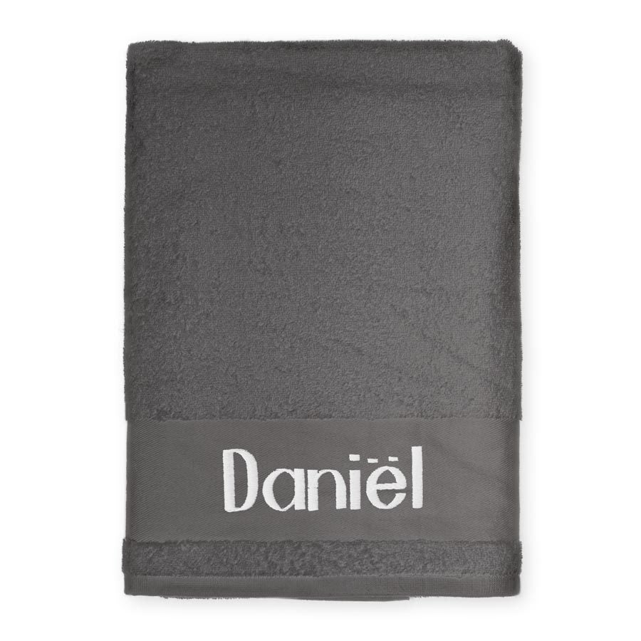 Serviette de bain brodée - Anthracite - 140x70