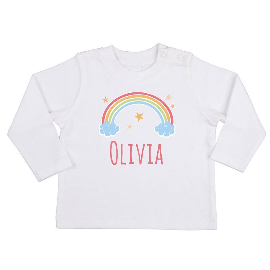 T-shirt dziecięcy z nadrukiem - długi rękaw - 62/68