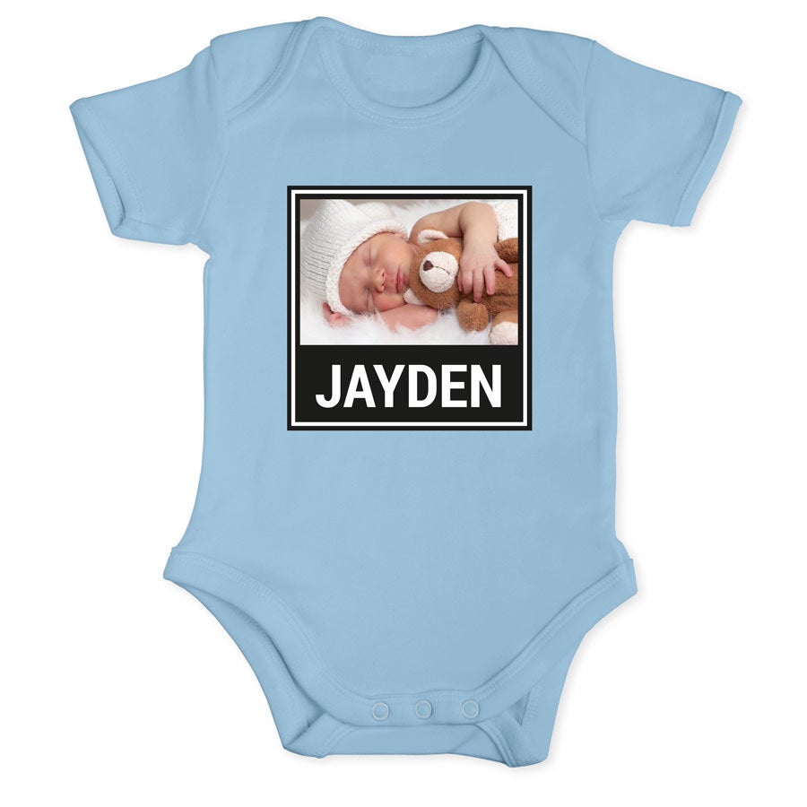Romper bedrukken - Korte mouw - Babyblauw - 62/68