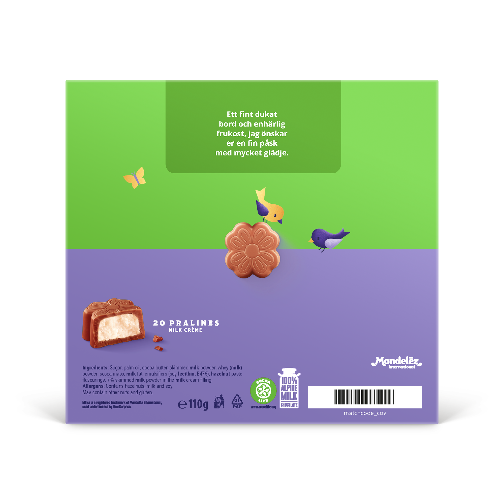 Personlig Milka 3D presentförpackning - påsk med valfri hälsning tryckt på boxen.