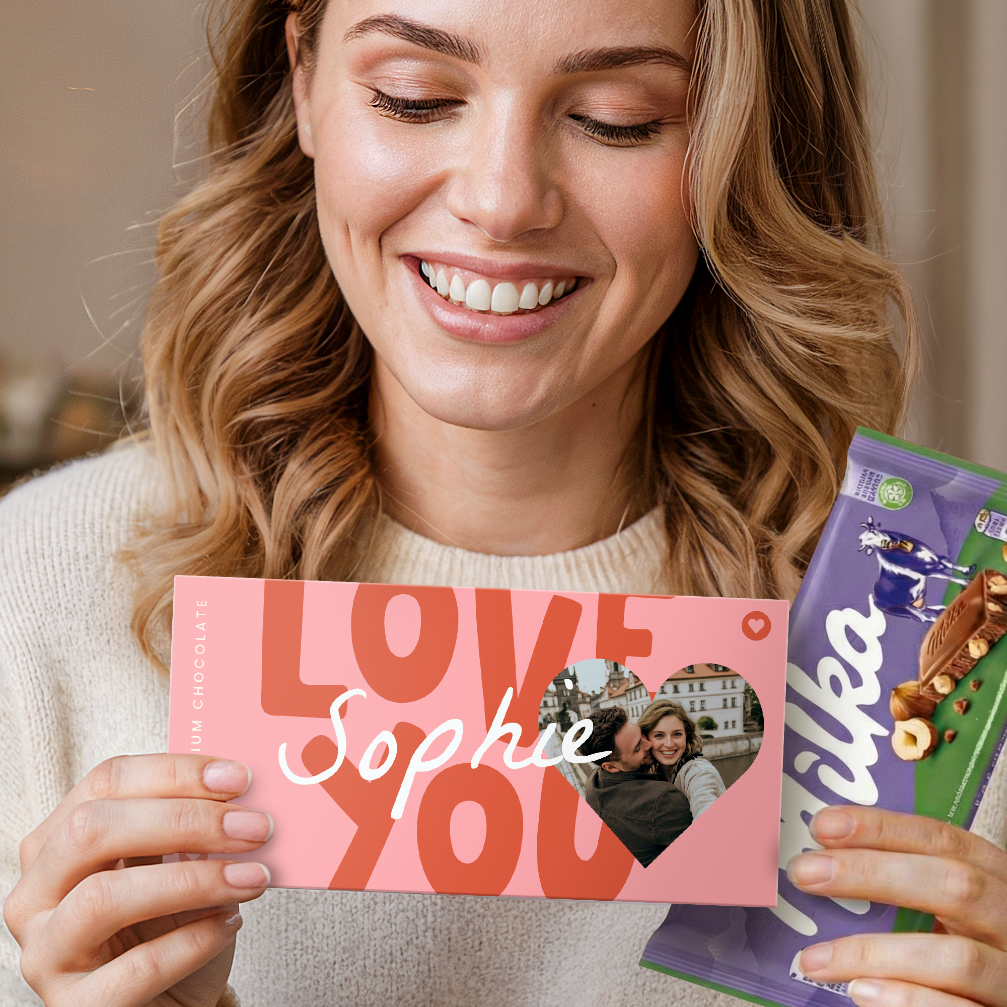 Personalisierte Milka-Schokoladen-Grußkarte