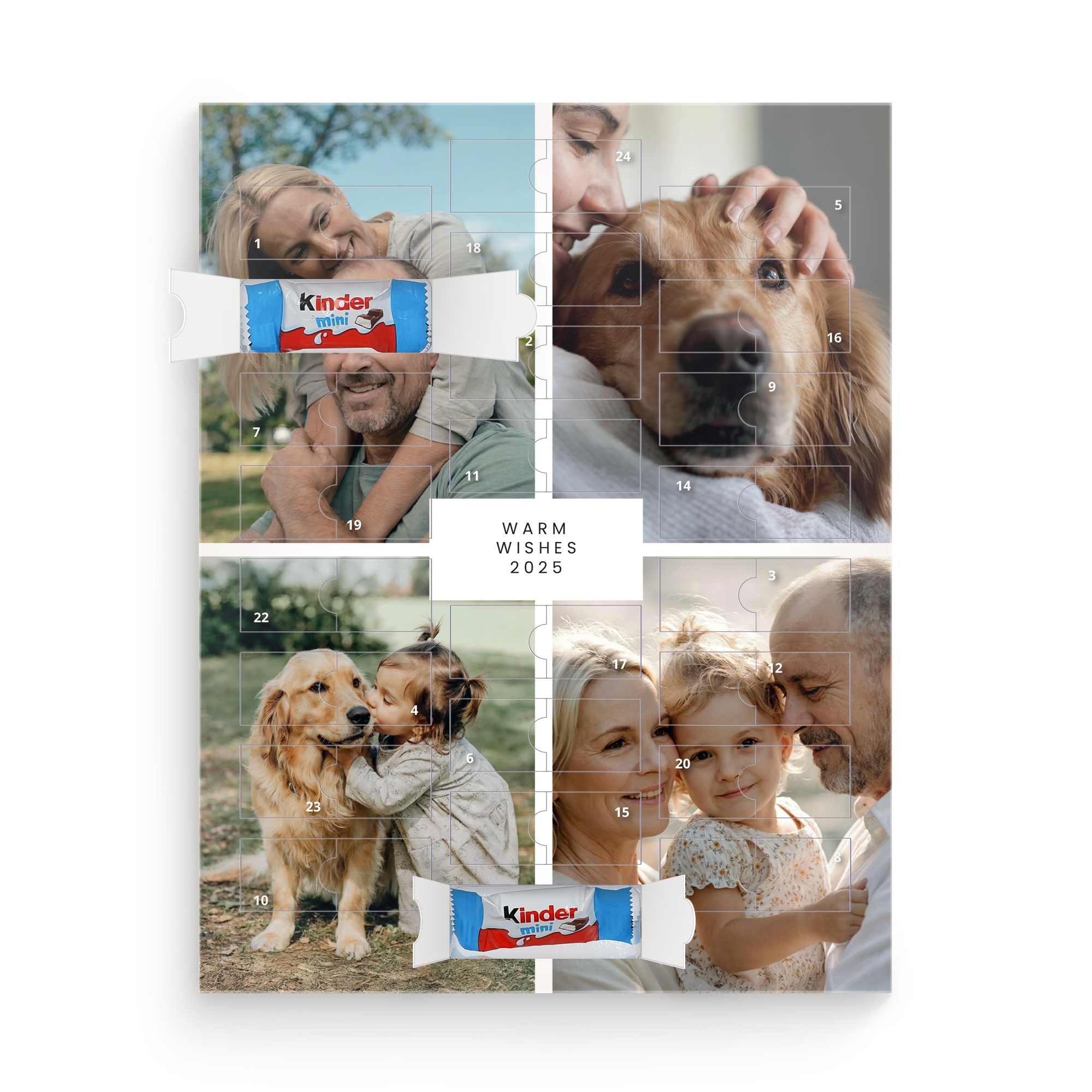 Personalisierter Mini-Schoko-Adventskalender für Kinder mit Familienfotos und 