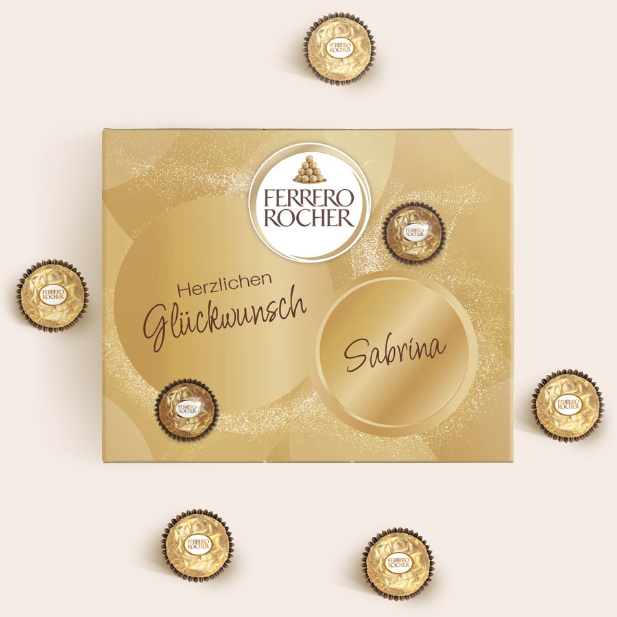 Ferrero Rocher personalisiert Personalisiertes Ferrero Rocher Geschenk mit Aufdruck Herzlichen Glückwunsch und Name Sabrina