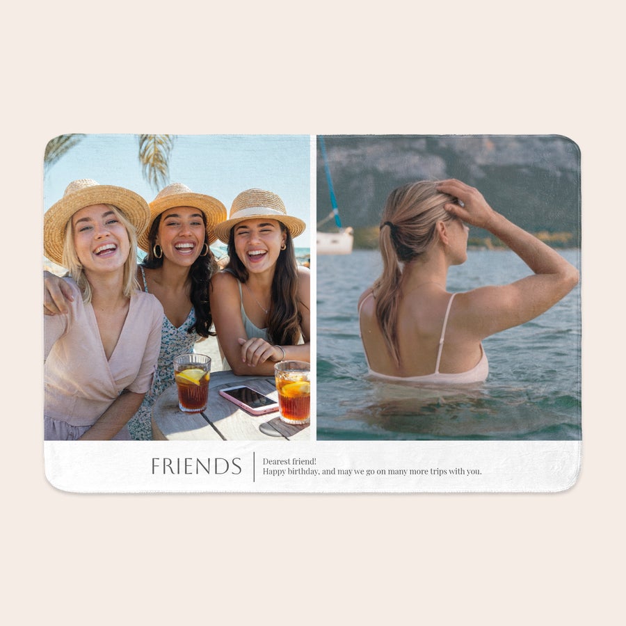 Manta con foto Manta de felpa personalizada con fotos de amigos y texto "FRIENDS", tu sofá se volverá más cómodo con esta manta de felpa impresa.