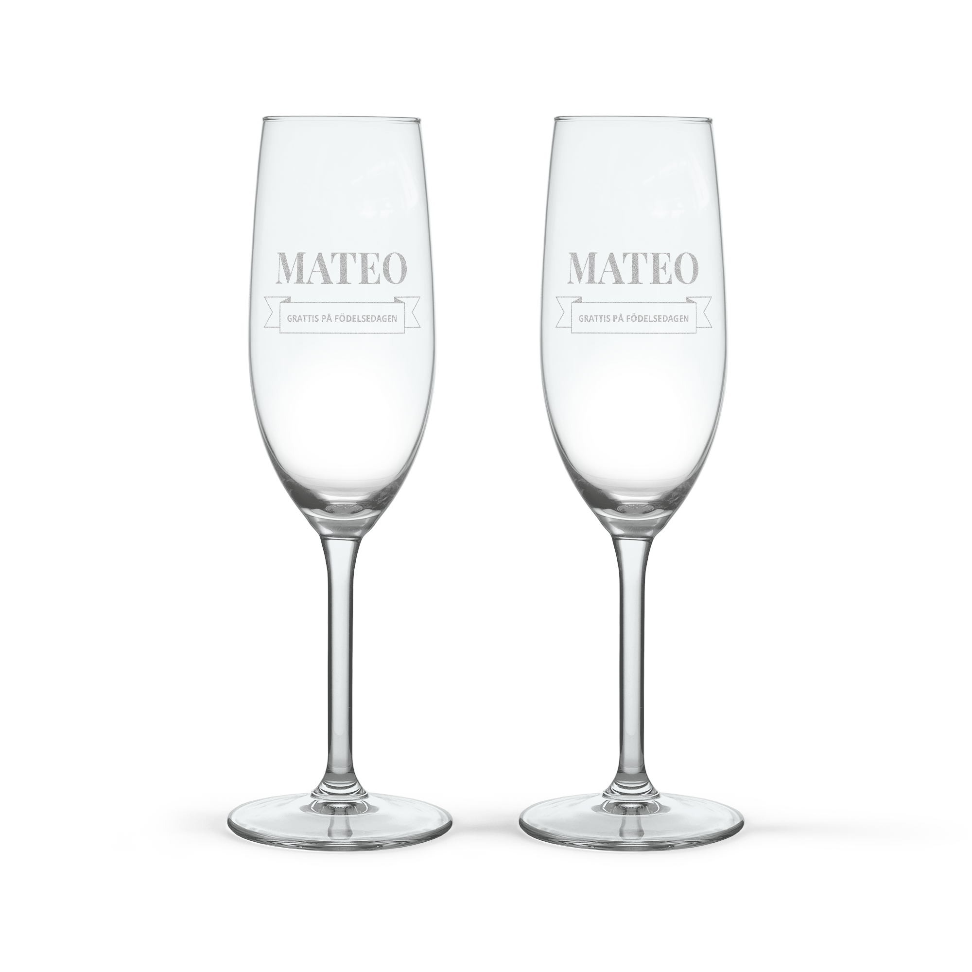 Personlig champagnelåda med glas